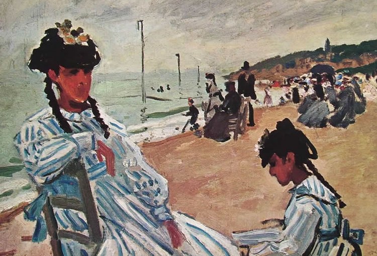 Claude Monet: Camille Monet e la cugina sulla spiaggia, cm. 38 x 46, Musée Marmottan, Parigi.